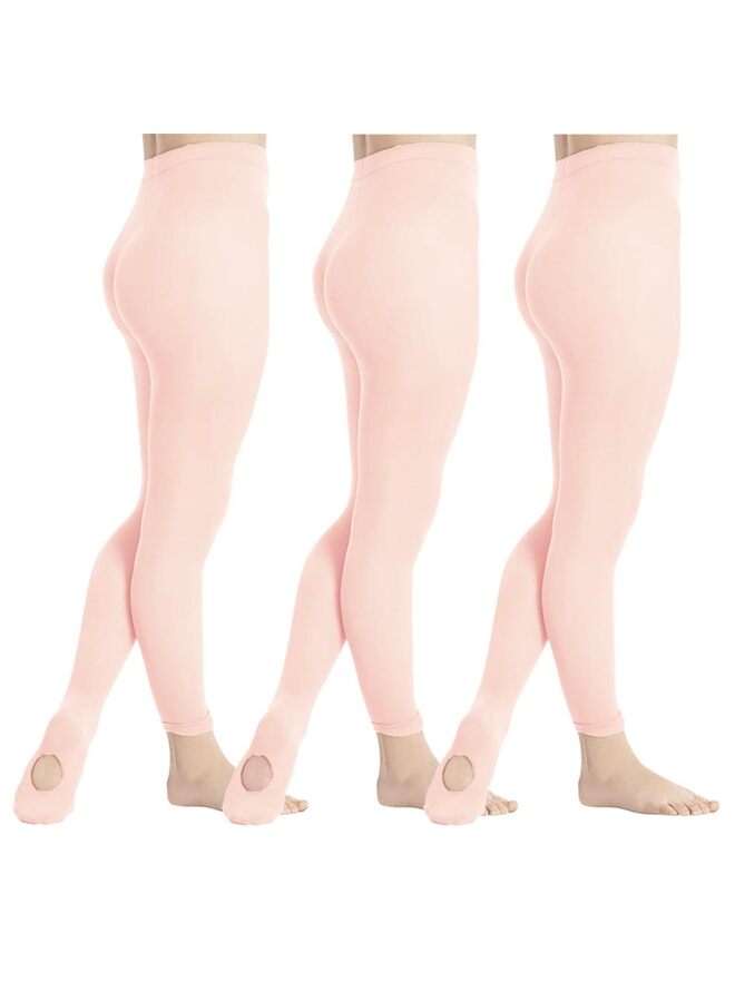 LAMAY 3 PCS Pink dig hole, 60D dig hole high bounce adult size 140-170cm Girls' Convertible Ballet Tights/Soft Transition Dance Tight - Image 1